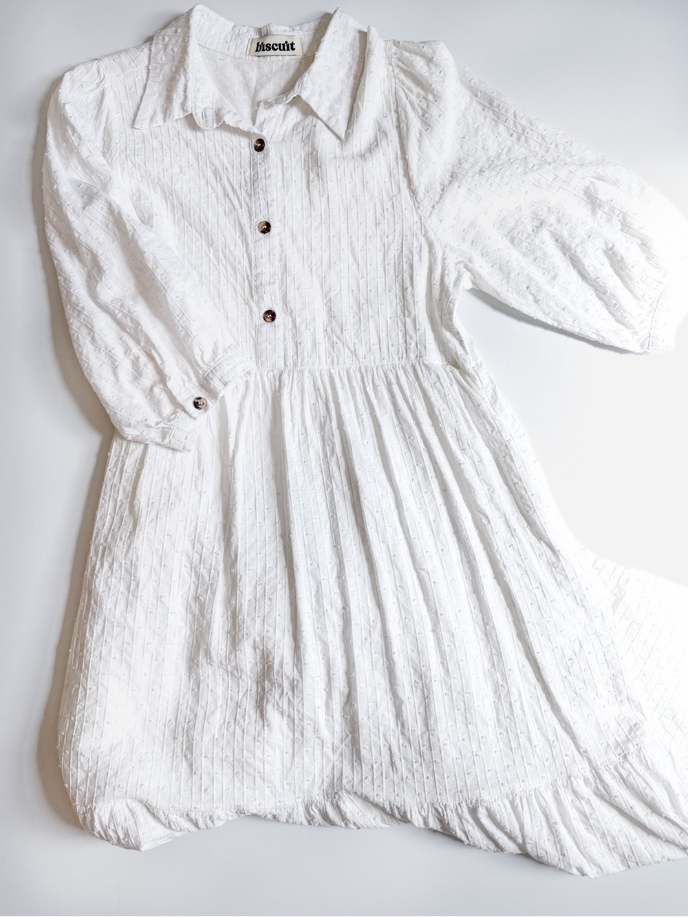 Biscuit White Cotton Eyelet Midi Dress